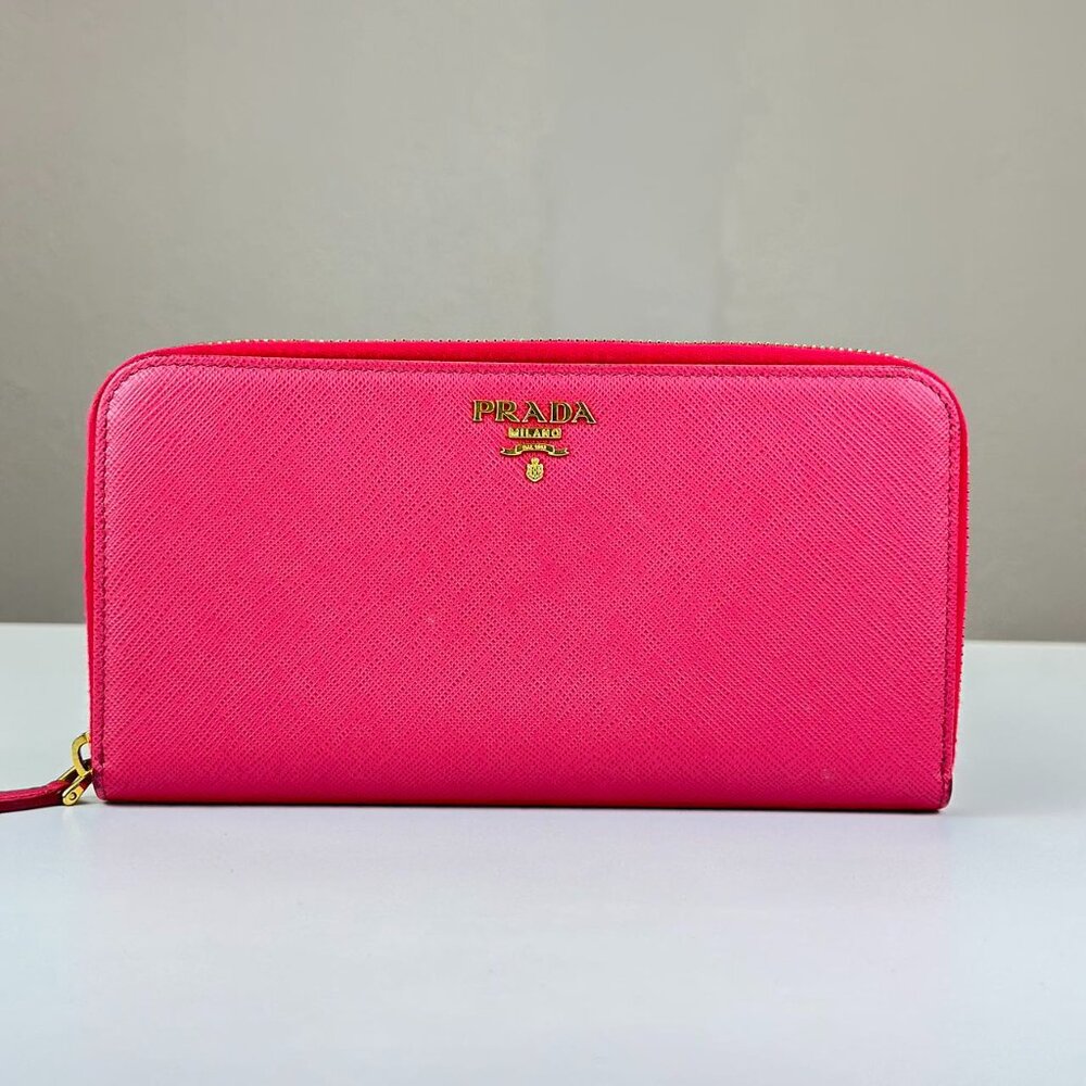 Prada Pink Saffiano Leather Wallet